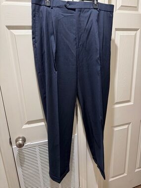 Men's Tailored Dark Blue Dress Pants